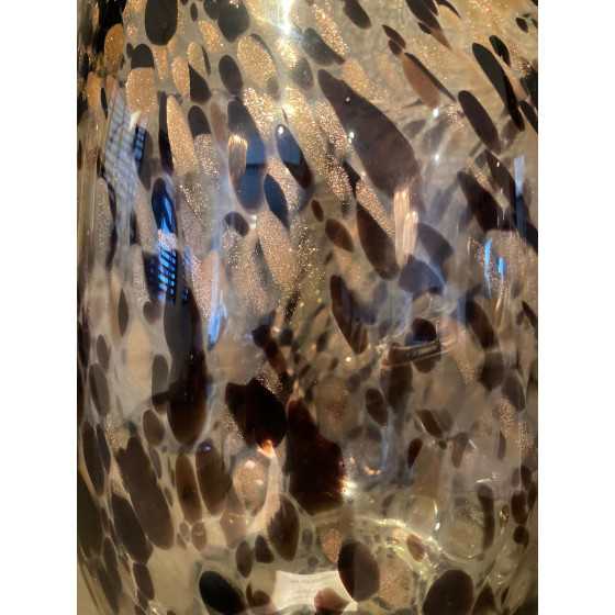 Cheetah vaas XL transparant met brons/goud 32cm UITVERKOCHT
