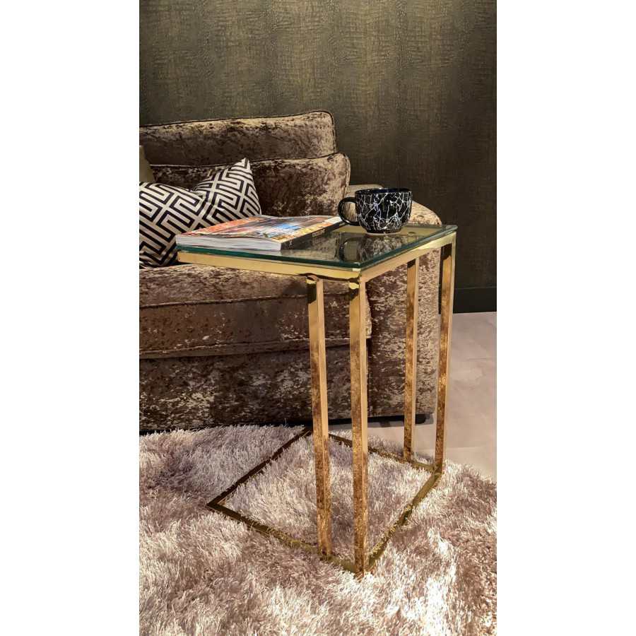 Jabeth Wilson vacuüm Meerdere Goud tafeltje met glasplaat 60x40x40 FA| Bijzettafel Metropolitan Luxury  Style