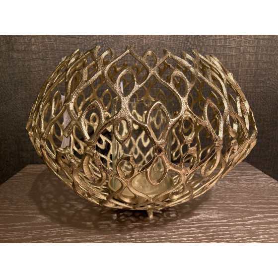 Windlicht metaal goud bowl model 26x36cm UITVERKOCHT