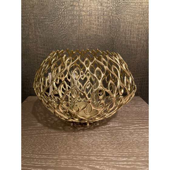 Windlicht metaal goud bowl model 26x36cm