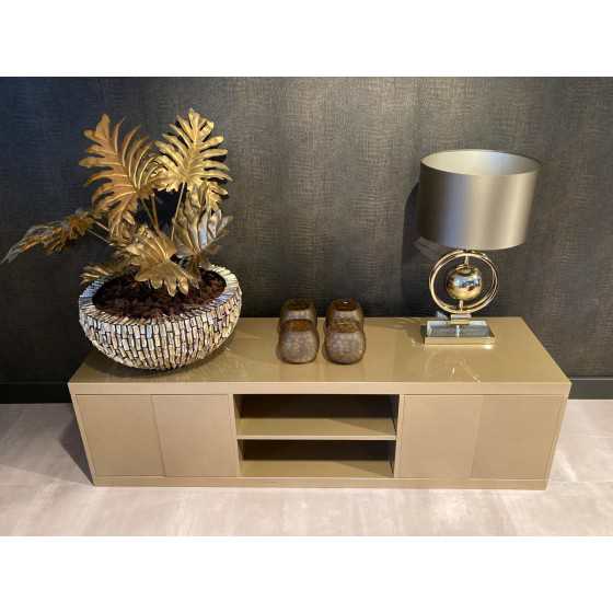 Hoogglans tv meubel metallic brons met opening 210x50
