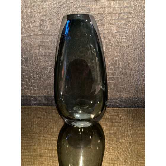 Luxe hoge vaas van grey glas 24x14x6cm