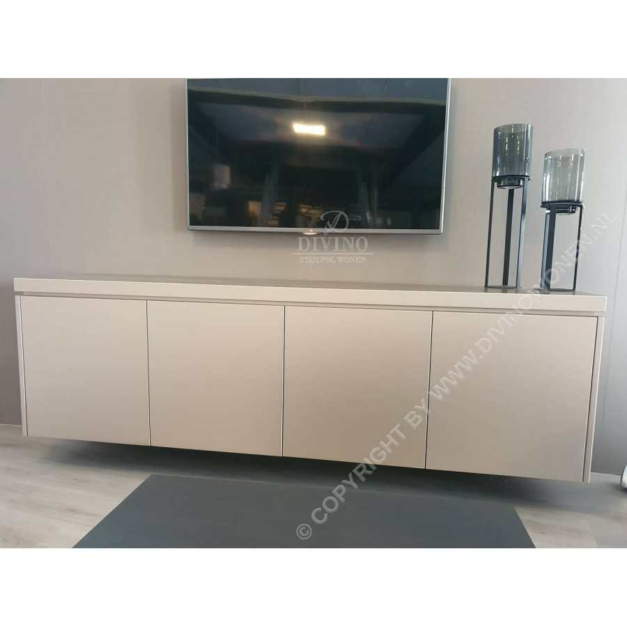 SALE |PUUUR Hangend TV meubel mat metallic taupe 200cm