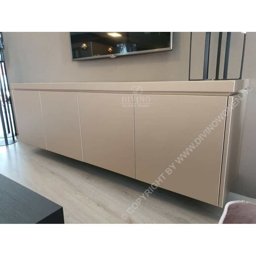 SALE |PUUUR Hangend TV meubel mat metallic taupe 200cm