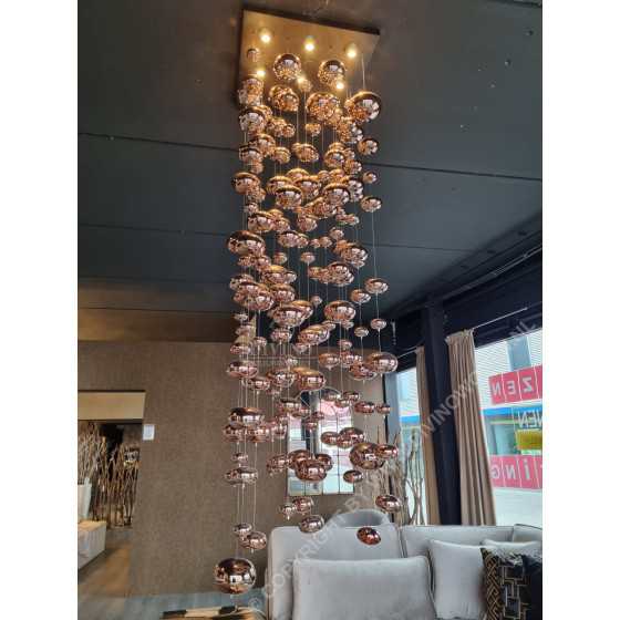 Luxe hanglamp bolletjes brons | 200cm lang