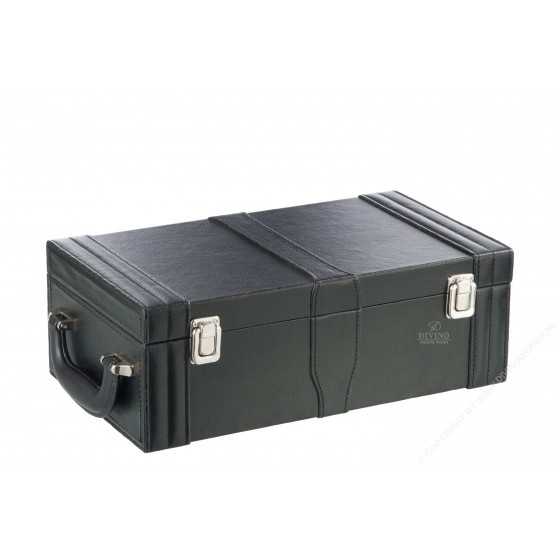 Koffer Wijnset 5delig Pu Zwart 40x20x13cm