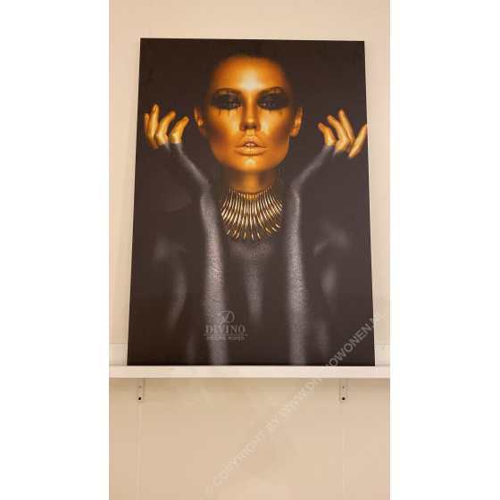 Aluminium Art Schilderij women golden hands 70x100cm