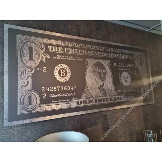 Dollar biljet zwart met zilver aluminium 180x80cm
