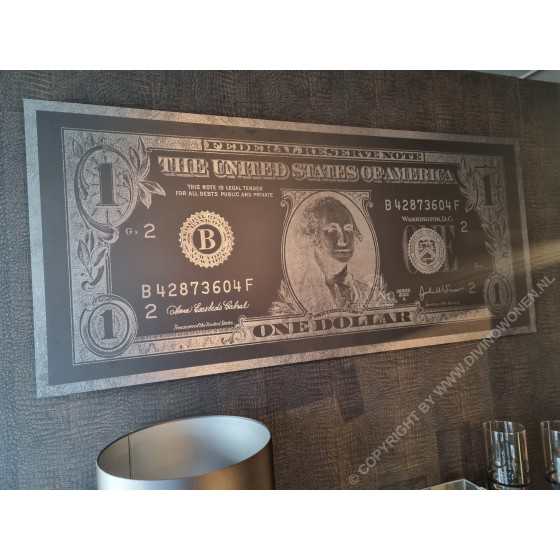 Dollar biljet zwart met zilver aluminium 180x80cm