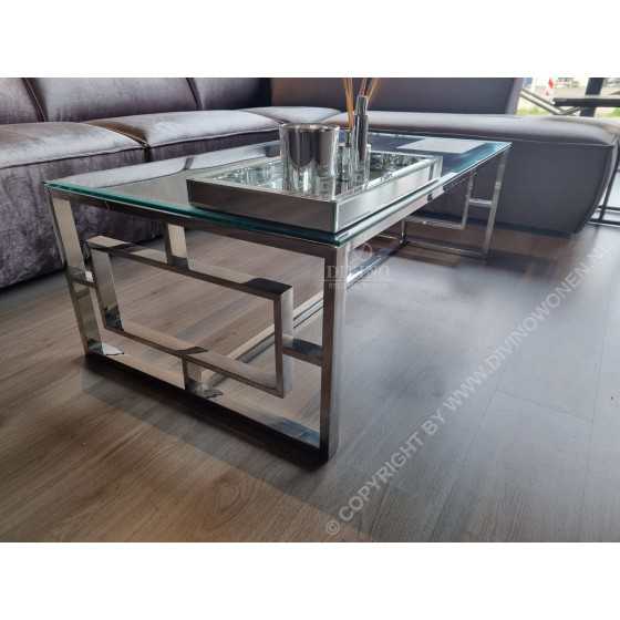 Salontafel Glasplaat Met Zilver Onderstel 130x70cm | Showmodel Uitverkocht
