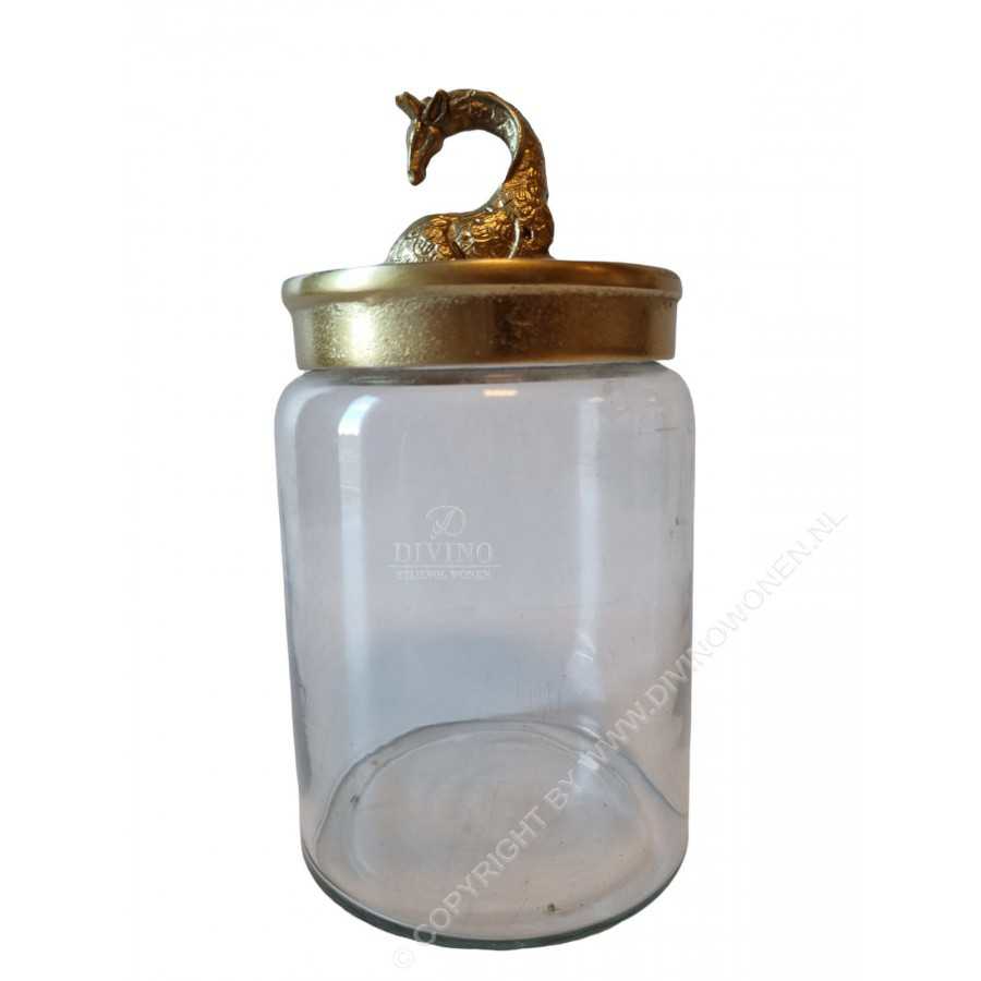 sirene Voorspellen zien Snoeppot Giraf Gouden Deksel met Glazen Pot 11x21cm | Diga Colmore