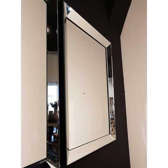 Spiegel met Spiegellijst Zilver 50x50cm |Zwarte rand UITVERKOCHT