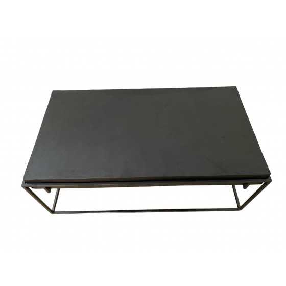 Salontafel metaal industrieel mat zwart 120x65cm
