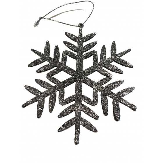 Kerst sneeuwvlok zilver met glitter 10x10cm