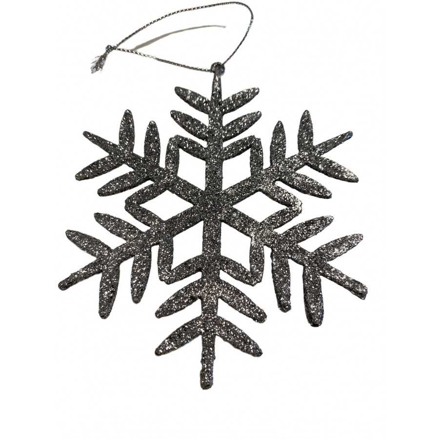 Kerst sneeuwvlok zilver met glitter 10x10cm