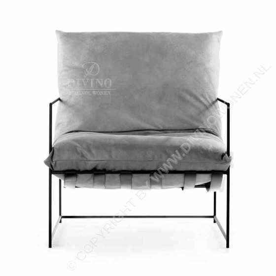 Elton Industriële fauteuil met metalen frame met taupe kunstleder kussen