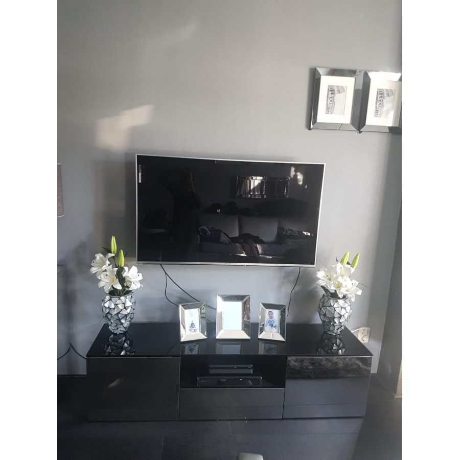 TV-Meubel 160x40cm Spiegel met Zwart Glas | Zilver of Brons