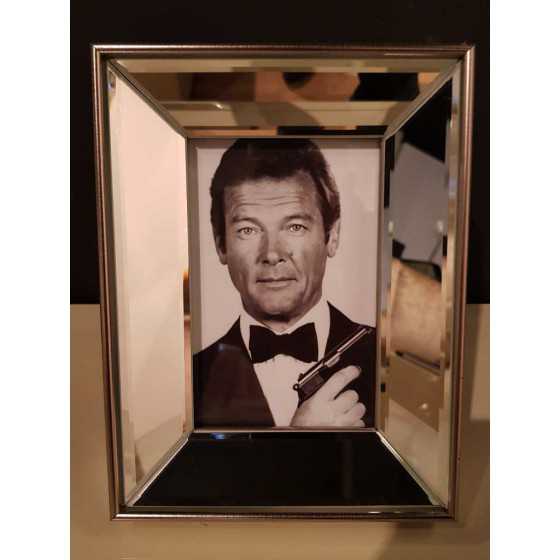 Fotolijst met Spiegellijst Zilver 15x10cm | James Bond Roger Moore| Metropolitan Luxury Stijl