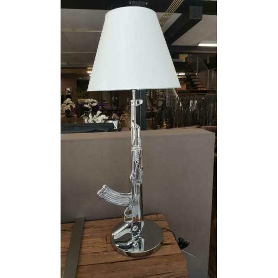 AK47 Tafellamp Zilver met Witte Kap 100cm UITVERKOCHT