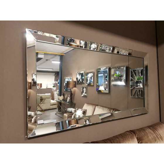 Spiegel zilver met spiegel zijkant 210x110|zwarte rand