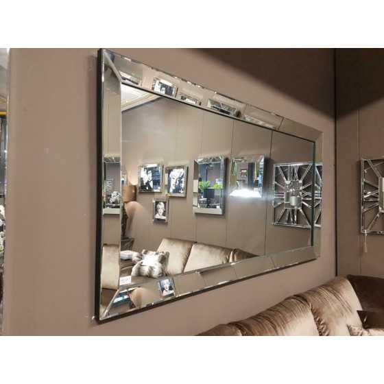 Spiegel zilver met spiegel zijkant 210x110|zwarte rand