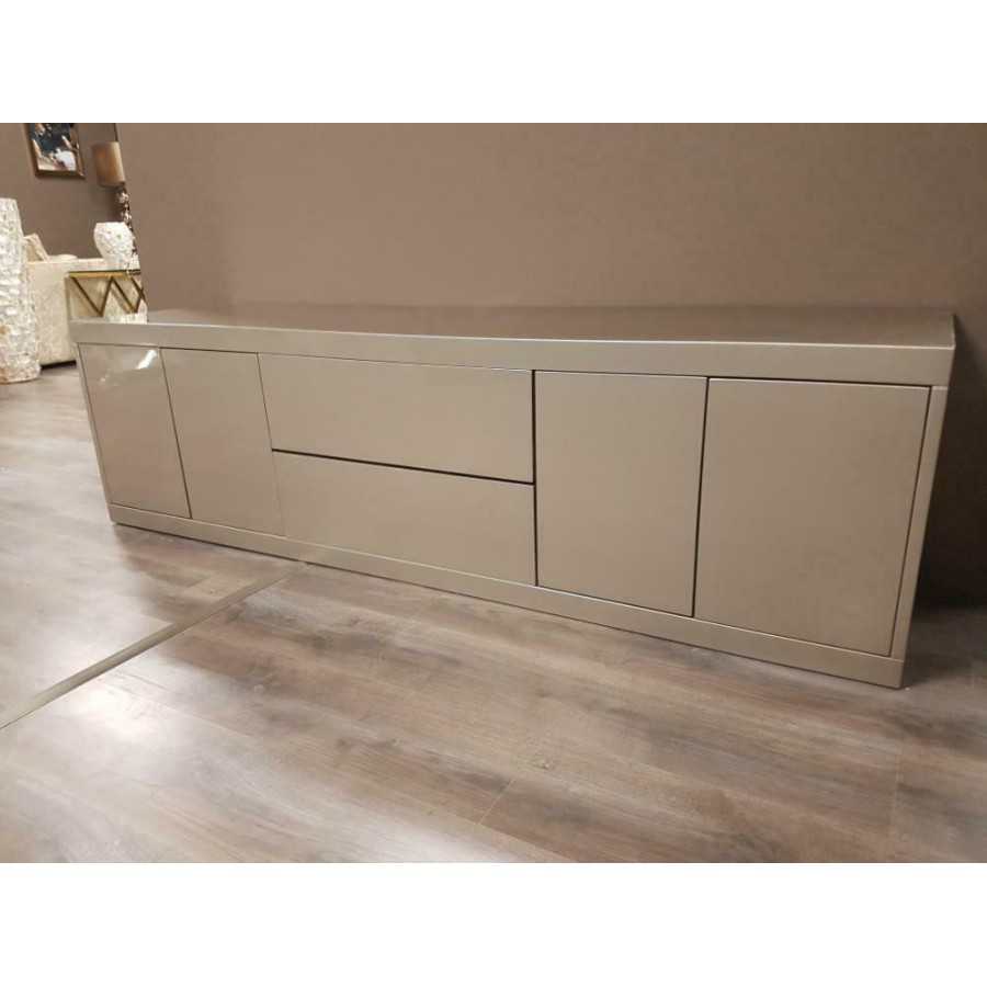 Hoogglans tv meubel metallic zilver met 2 laden