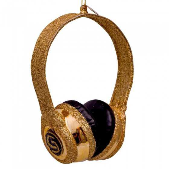 Vondels kerstbal headset goud 12 cm
