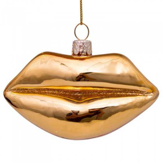 Vondels kerstbal lips goud 6 cm