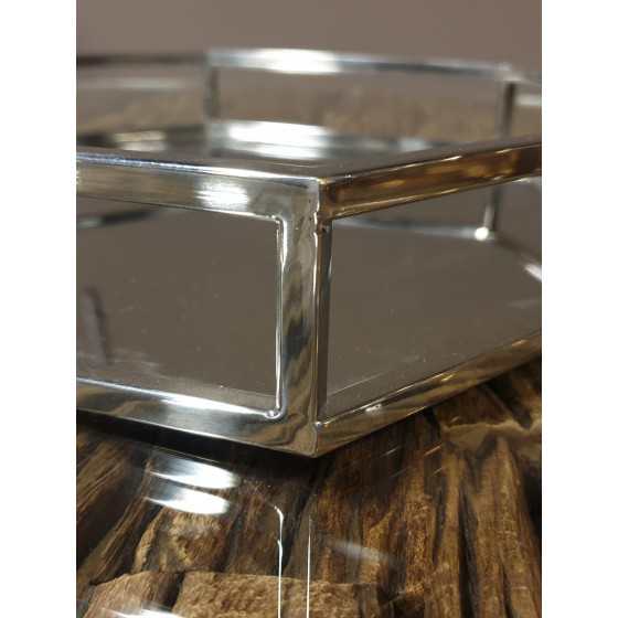 Spiegel dienblad zilver zeshoekig 35-40 cm UITVERKOCHT