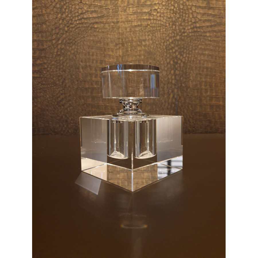 Prachtig vierkant parfumflesje van kristal | Leeg