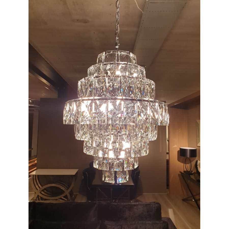 Hanglamp Zilver 90 glazen stenen 50x66cm|Zilveren Eettafellamp|Exclusieve Hanglamp