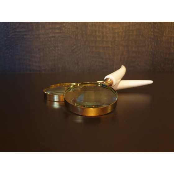 UITVERKOCHT! Vergrootglas gouden rand met ivoor handvat