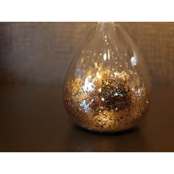 Zandloper glas gouden glitter 16cm UITVERKOCHT