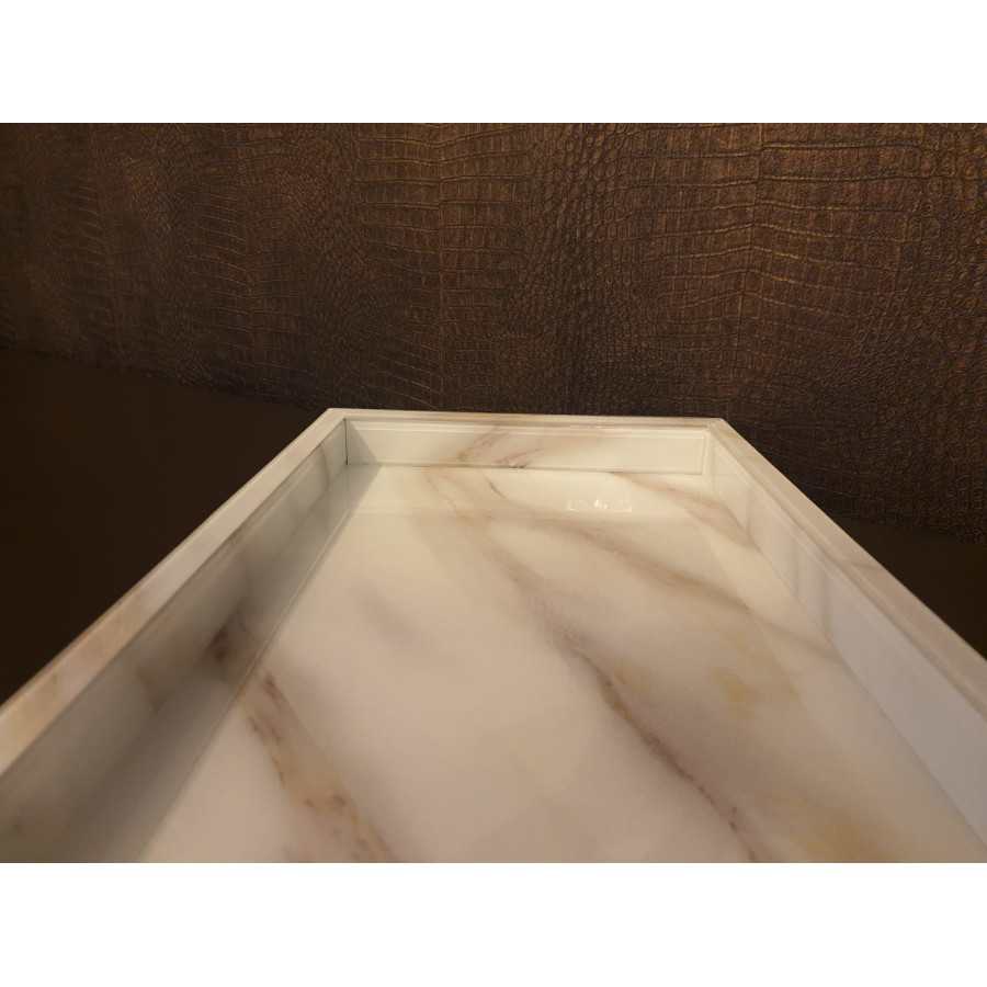 Dienblad wit Marmer Glas 30x50x5cm