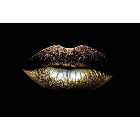 Glasschilderij Golden Lips 80x120