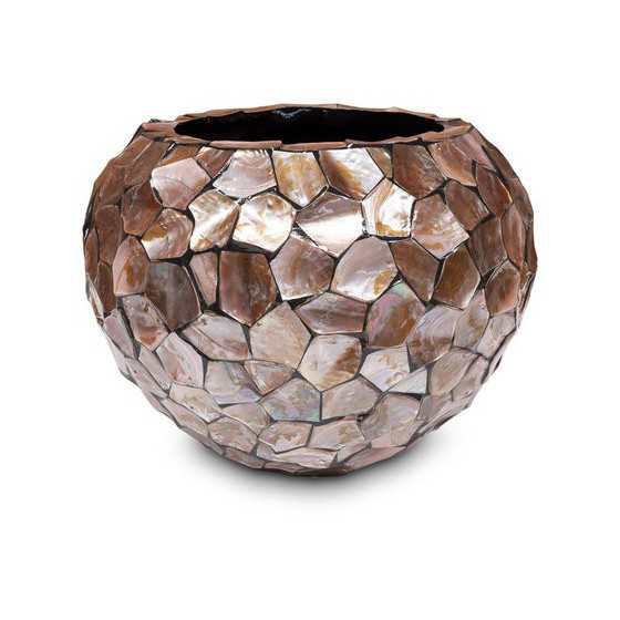 Schelpenvaas rond "Mother of Pearl Brown" 52cm