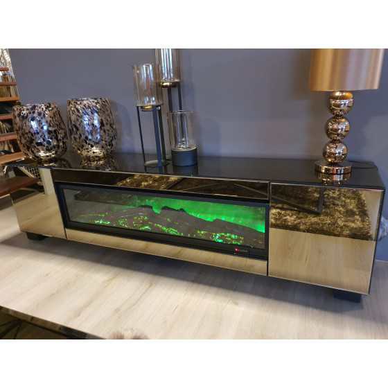 Tv meubel sepia spiegel met sfeerhaard 200cm