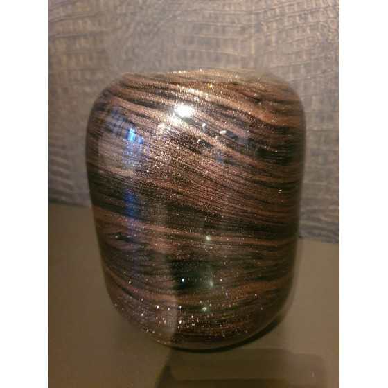 Glazen vaas bruin met glitter 25cm