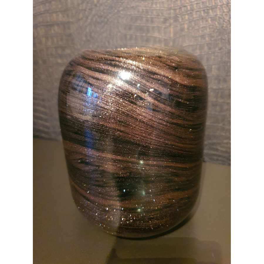boeren Vlek Stier Glazen vaas bruin met glitter 25cm| Luxe woondecoratie