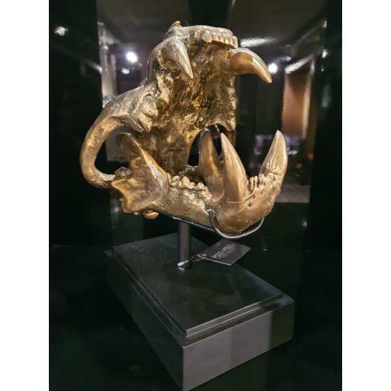 Gouden Skull | Schedel goud op statief 40cm UITVERKOCHT